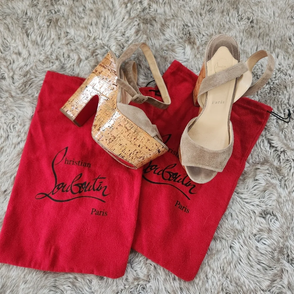 Authentic Christian Louboutin Super Dombasle Sandals In Beige Size IT 39 US‎ 9